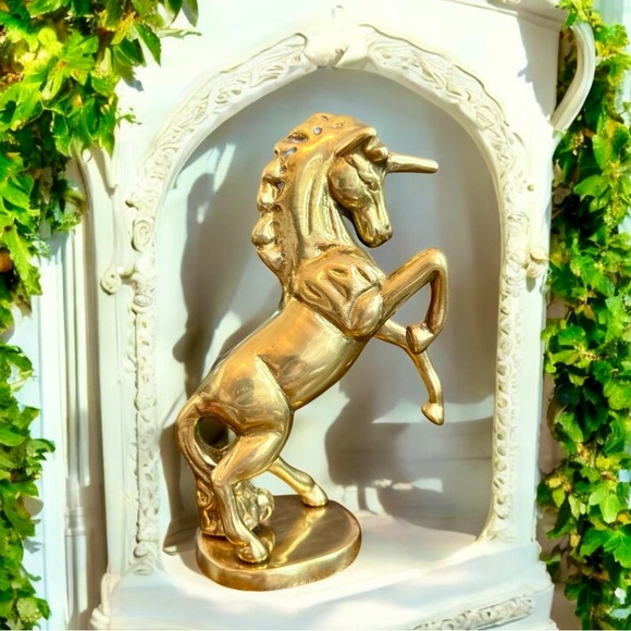 Elegant Vintage Unicorn Solid Brass Statue Art Figurine - Picture 12 of 15